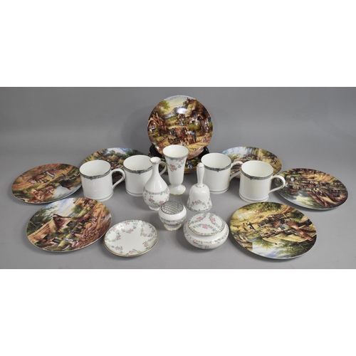 328 - A Collection of Various Ceramics to comprise Coalport Trellis Rose, Collectors Plates, Wedgwood Tank... 