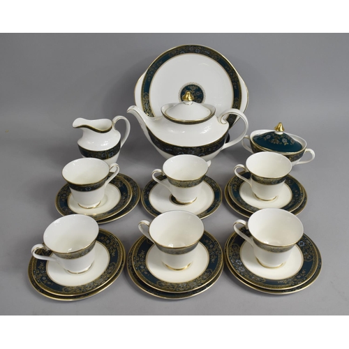 332 - A Royal Doulton Carlyle Pattern Tea Set to comprise Teapot, Six Cups, Lidded Sugar, Milk Jug, Saucer... 