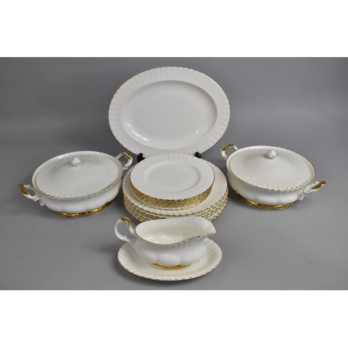 340 - A Royal Albert Val D'or Pattern Dinner Service to comprise Two Lidded Tureens, Oval Platter Sauce Bo... 