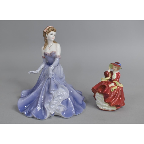 350 - A Coalport Ladies of Fashion Figure, Linda and a Small Royal Doulton Figure, Top o'the Hill