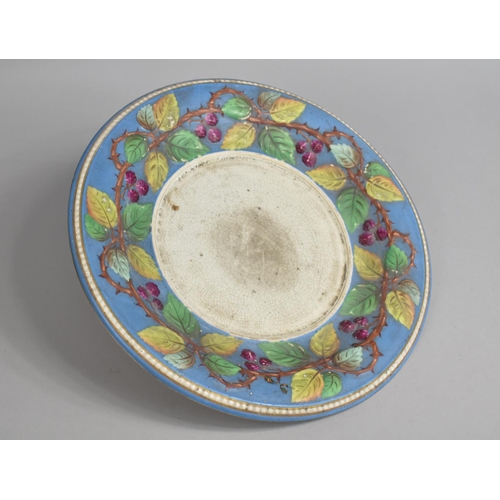 359 - A 19th Century Porcelain Dish with Trim Decorated in Shallow Relief with Brambles, Berries and Leave... 