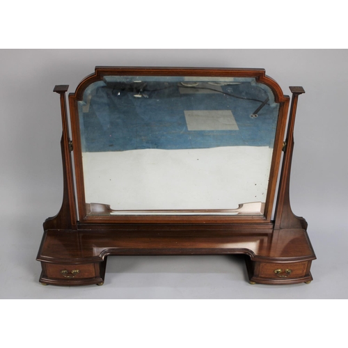 454 - An Edwardian Inlaid Mahogany Dressing Mirror with two Base Drawers, 92cms Wide