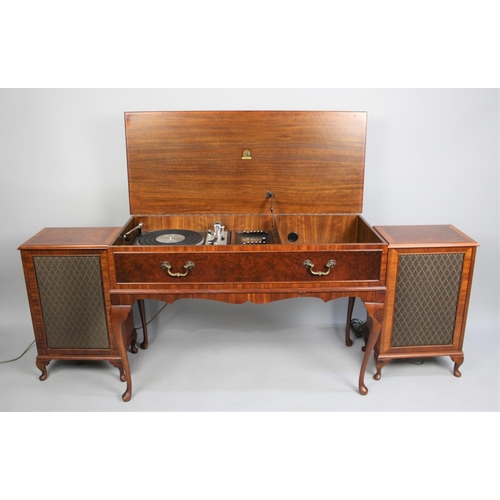 456 - A Dynatron Music Centre in Burr Wood Case with Matching Speakers, Cabriole Supports, Working Order, ... 