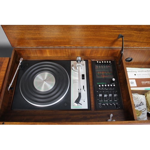 456 - A Dynatron Music Centre in Burr Wood Case with Matching Speakers, Cabriole Supports, Working Order, ... 