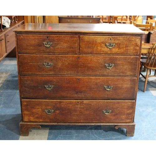 460 - A Late 19th /Early 20th Century Oak Bedroom Chest of Two Short and Three Long Drawers, 123cms wide