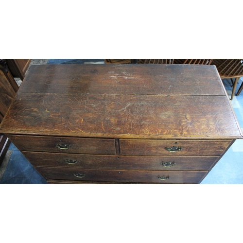 460 - A Late 19th /Early 20th Century Oak Bedroom Chest of Two Short and Three Long Drawers, 123cms wide