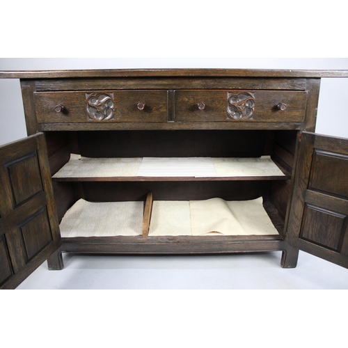 462 - A Mid 20th Century Carved Oak Sideboard with Two Drawers over Base Cupboard, 137cms Wide