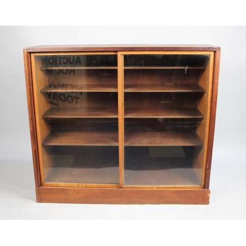 464 - A 20th Century Glazed Stationery Cabinet with Fitted Interior and Sliding Doors, 51cms Wide