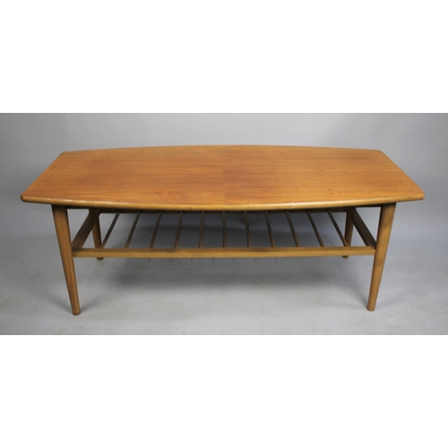 470 - A 1970s Teak Surfboard Style Coffee Table, 120cms Long