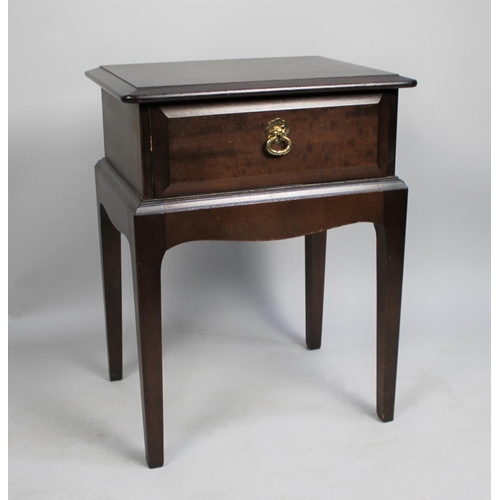 474 - A Modern Stag Mahogany Bedside Table with Singe Drawer, 44cms Wide