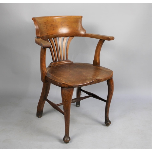 480 - An Edwardian Elm Seated Office Armchair