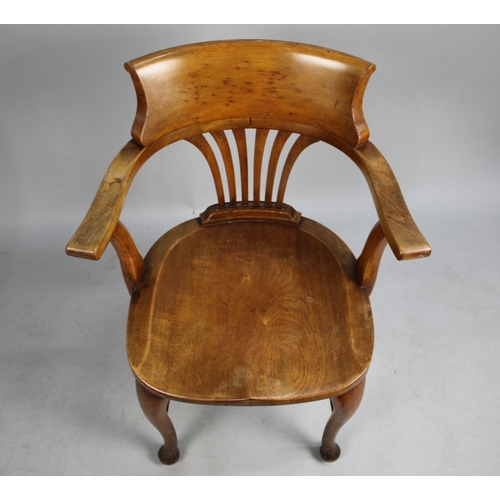 480 - An Edwardian Elm Seated Office Armchair