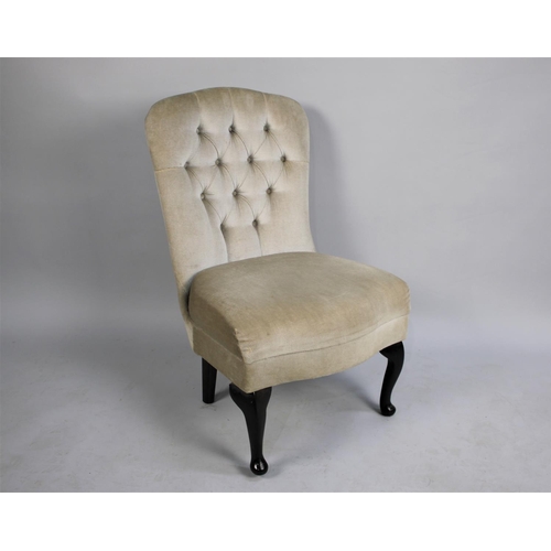 481 - A Mid 20th Century Button Upholstered Ladies Nursing Chair with Serpentine Front