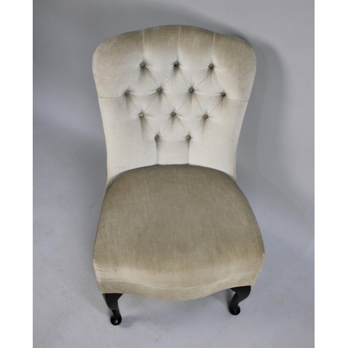 481 - A Mid 20th Century Button Upholstered Ladies Nursing Chair with Serpentine Front