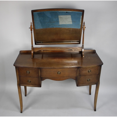 65 - A Mid 20th Century Kneehole Dressing Table with Centre Drawer Flanked by Two Short Drawers Either Si... 