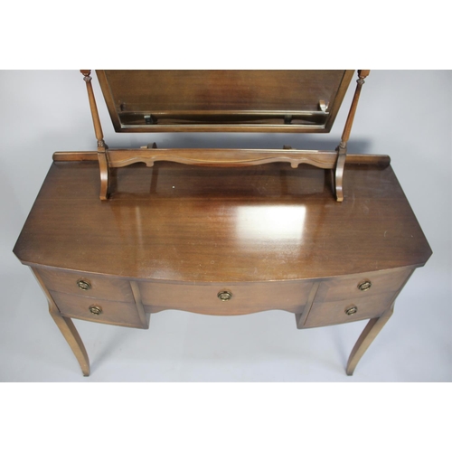 65 - A Mid 20th Century Kneehole Dressing Table with Centre Drawer Flanked by Two Short Drawers Either Si... 