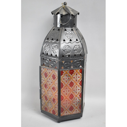 85 - A Modern hexagonal Tealight Lantern, 37cms High