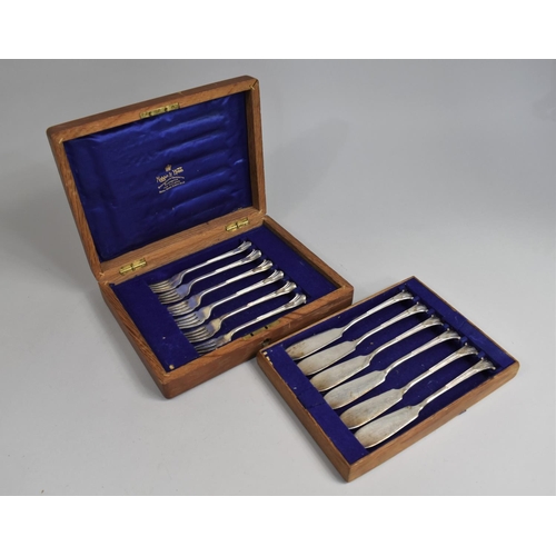 88 - An Edwardian Mappin and Webb Silver Plated Canteen of Six Fish Knives and Forks