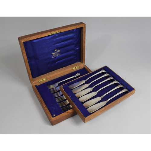 88 - An Edwardian Mappin and Webb Silver Plated Canteen of Six Fish Knives and Forks