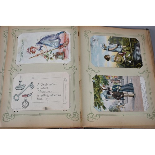 201 - An Edwardian Postcard Album Containing 144 Mixed Cards