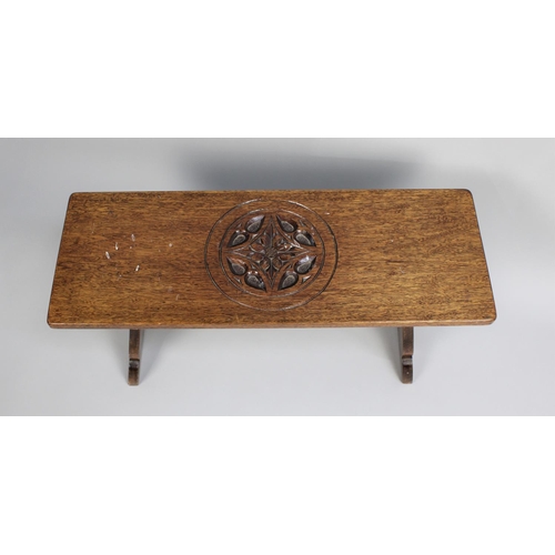 443 - A Mid 20th Century Oak Stool with Carved Rosette to Top, 76cms by 27cms