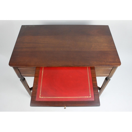 450 - A Late 20th Century Mahogany Two Drawer Side Table on Turned Supports with X Stretchers, 83cms Wide