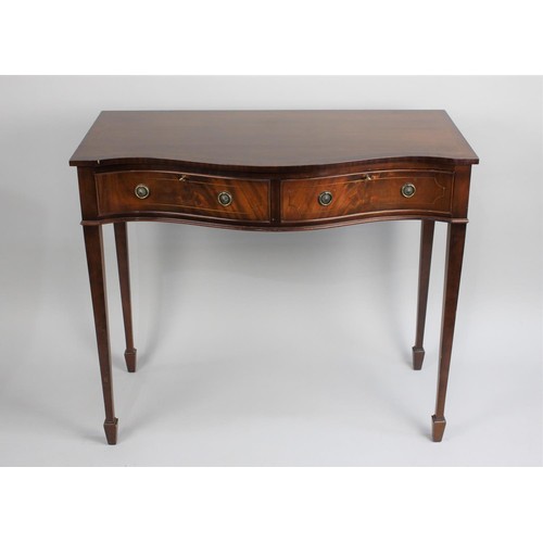 452 - A Late 20th Century Mahogany Serpentine Front Side Table with Two Drawers on Tapering Square Legs wi... 