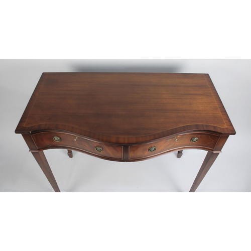 452 - A Late 20th Century Mahogany Serpentine Front Side Table with Two Drawers on Tapering Square Legs wi... 