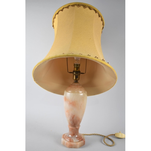 261 - An Alabaster Vase Shaped Table Lamp with Shade, 55cm high