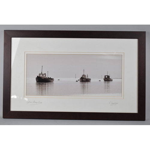 295 - A Framed Photograph, Lytham Shrimp Boats, P Laurence, 45x20cm