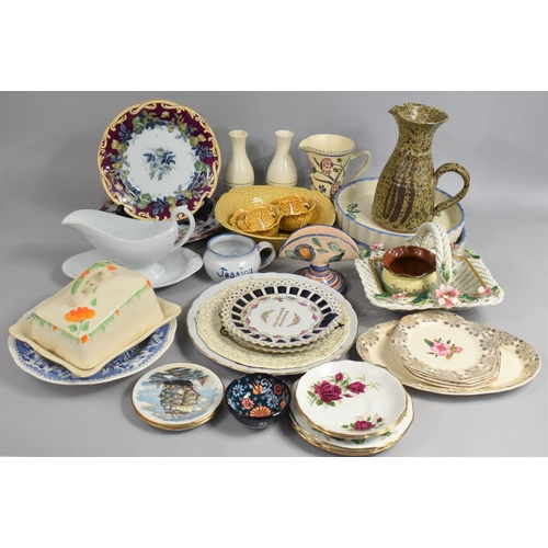 301 - A Collection of Various Ceramics to Comprise Studio Pottery Jug, Plates, Butter Dish and Cover, Sauc... 