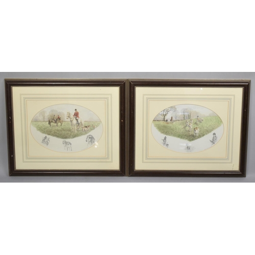 307 - A Pair of Framed Nigel Hemming Hunting Prints, 39x29cm