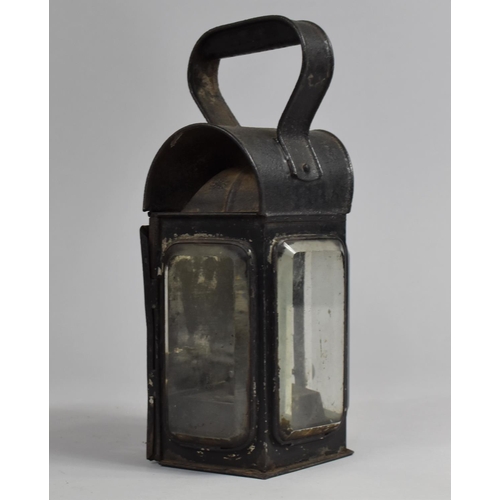 69 - A Vintage Metal Cased Night Watchman's or Policeman's Lamp with Original Burner, 23cm high