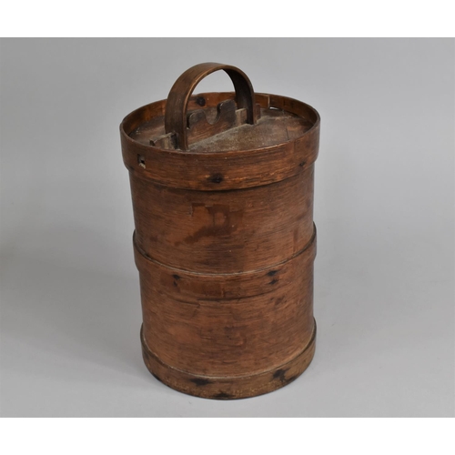 154 - An Early 20th Century Oriental Cylindrical Food/Rice Container with Removable Lid, 22cms Diameter an... 