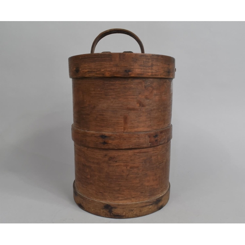 154 - An Early 20th Century Oriental Cylindrical Food/Rice Container with Removable Lid, 22cms Diameter an... 