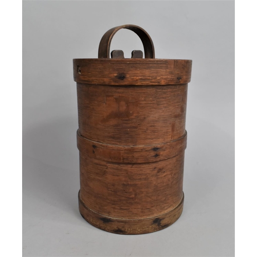 154 - An Early 20th Century Oriental Cylindrical Food/Rice Container with Removable Lid, 22cms Diameter an... 