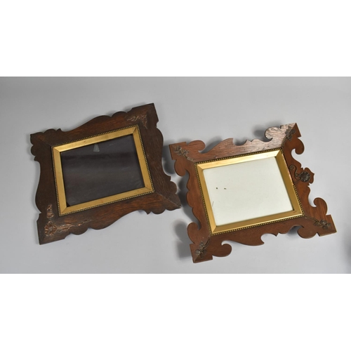 106 - Two Edwardian Wooden Photo Frames with Metal Floriate Mounts, 33x38cms