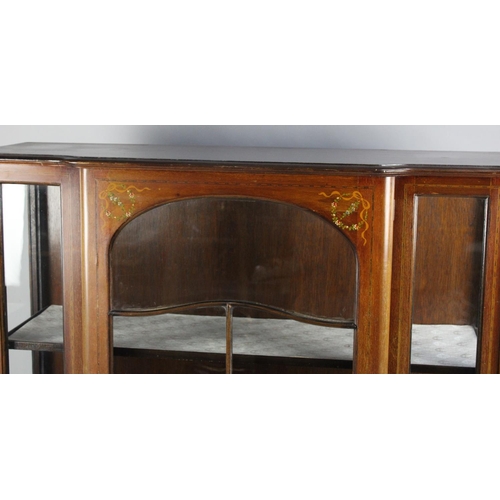 107 - An Edwardian Mahogany String Inlaid Display Cabinet with two Inner Shelves, Painted Decoration, 106c... 