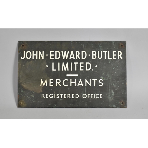 110 - A Mid 20th century Bronze Registered Office Sign for John Edward Butler Ltd, Merchant, 41.5 x25.5cms