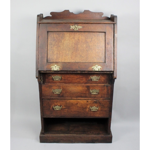 111 - An Edwardian Hall Desk with Fall Front to Fitted Interior, Galleried Top and Three Drawers, Brass Dr... 