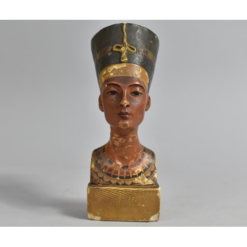 115 - A Vintage Painted Plaster Souvenir, Nefertiti, 15.5cms High