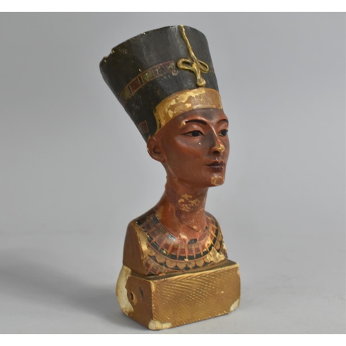 115 - A Vintage Painted Plaster Souvenir, Nefertiti, 15.5cms High