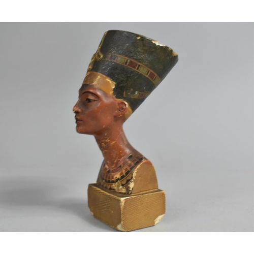 115 - A Vintage Painted Plaster Souvenir, Nefertiti, 15.5cms High