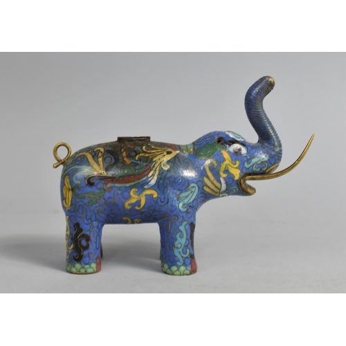 116 - A Far Eastern Cloisonne Enamelled Altar Censer in the Form of an Elephant, Missing One Brass Trunk, ... 