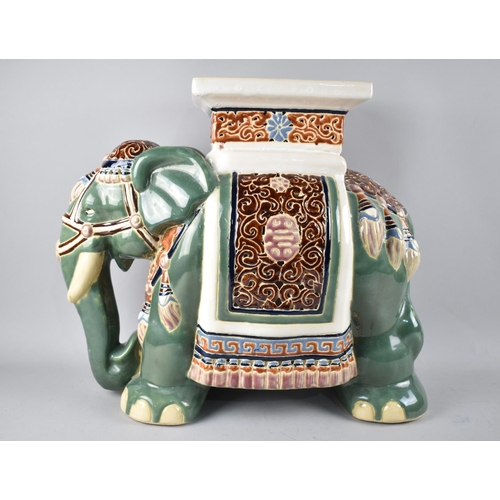 124 - A Modern Indian Ceramic Stool in the Form of an Elephant, 50cms Long