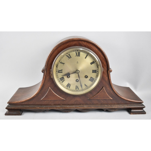 125 - A Mid 20th Century Mahogany Napoleon Hat Westminster Chime Mantel Clock with Gustav Becker Movement,... 