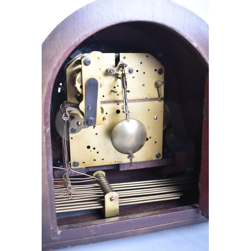 125 - A Mid 20th Century Mahogany Napoleon Hat Westminster Chime Mantel Clock with Gustav Becker Movement,... 