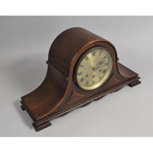 125 - A Mid 20th Century Mahogany Napoleon Hat Westminster Chime Mantel Clock with Gustav Becker Movement,... 