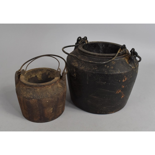 127 - Two Vintage Iron Glue Pots