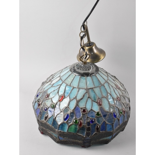 129 - A Modern Ceiling Light Fitting with Tiffany Style Shade, 30cms Diameter